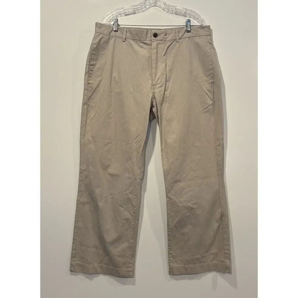 Banana Republic Beige Striped Cotton Relaxed Fit Chino Pants Mens 36X30